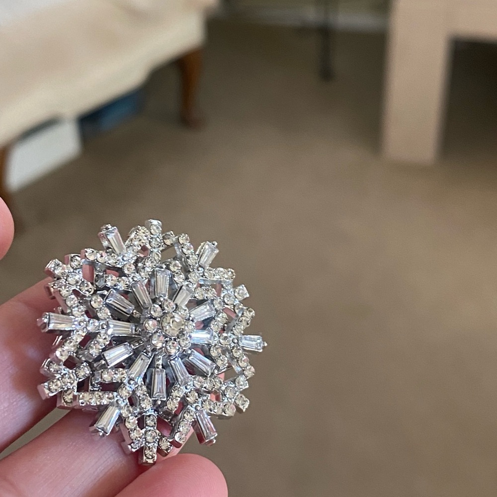 Elegant Silver Crystal Brooch